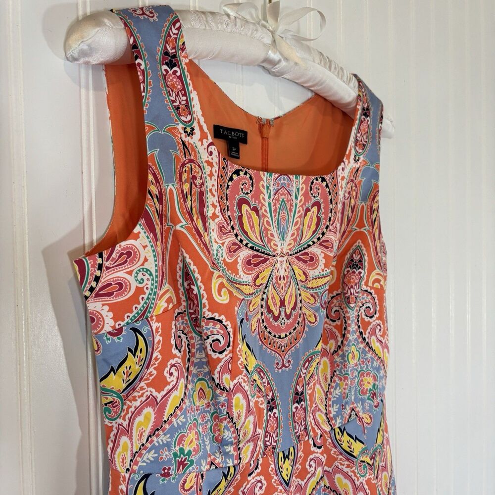 Boho Paisley Women Dress Size 2P Resort Vacation Artsy Preppy Retro Mod Colorful - Picture 3 of 16